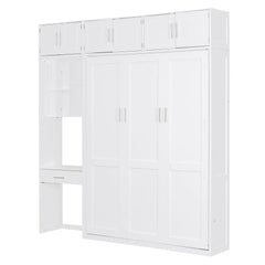Bellemave® Full Size Wall Murphy Bed with Desk, Top Cabinet and Storage Shelves - Bellemave