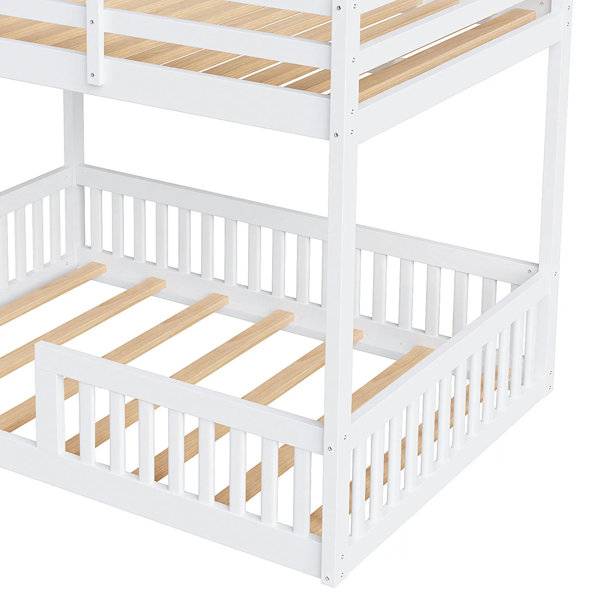 Bellemave® Full Size Wood Bunk Bed with Ladder and Guardrails - Bellemave