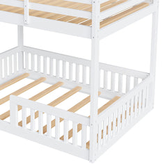 Bellemave® Full Size Wood Bunk Bed with Ladder and Guardrails - Bellemave