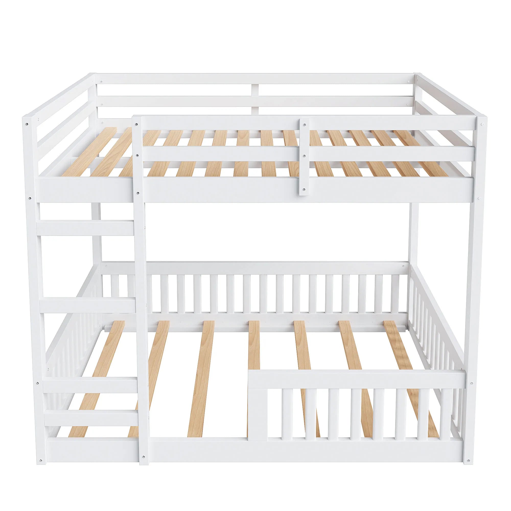 Bellemave® Full Size Wood Bunk Bed with Ladder and Guardrails - Bellemave