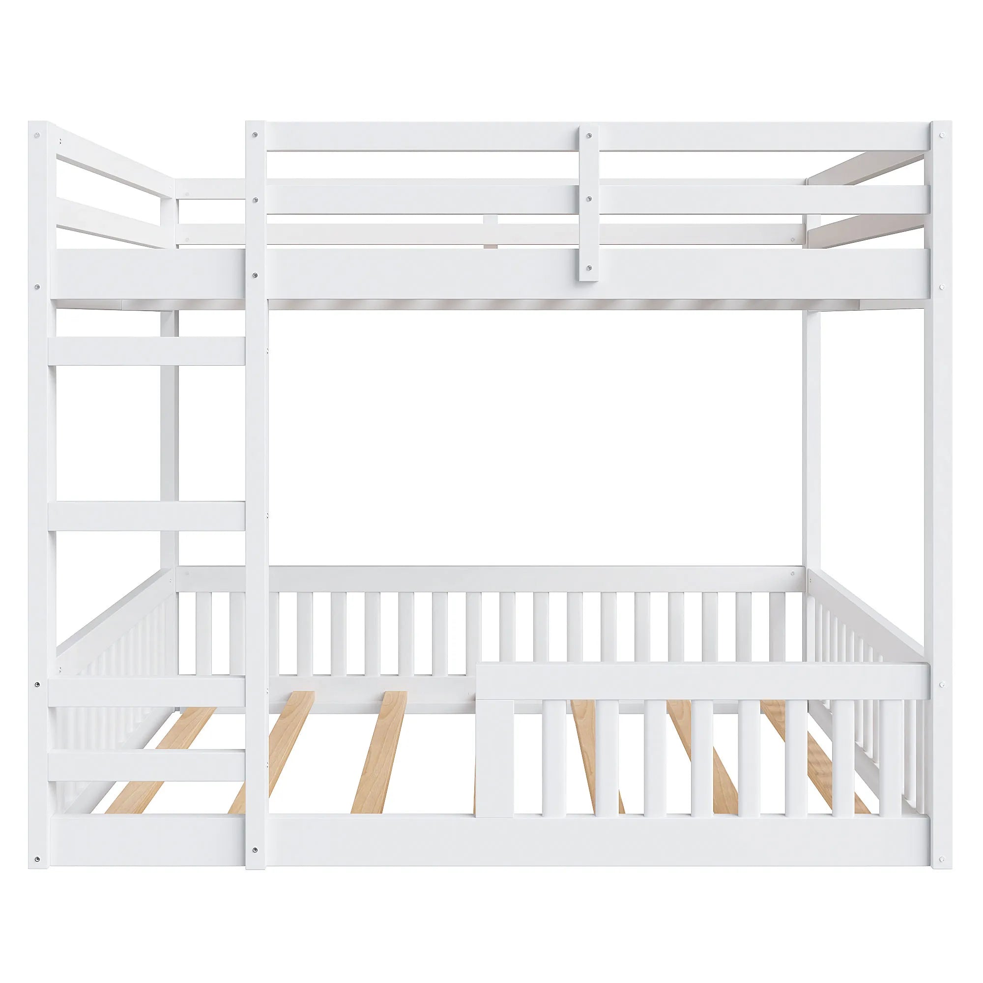 Bellemave® Full Size Wood Bunk Bed with Ladder and Guardrails - Bellemave