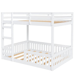 Bellemave® Full Size Wood Bunk Bed with Ladder and Guardrails - Bellemave