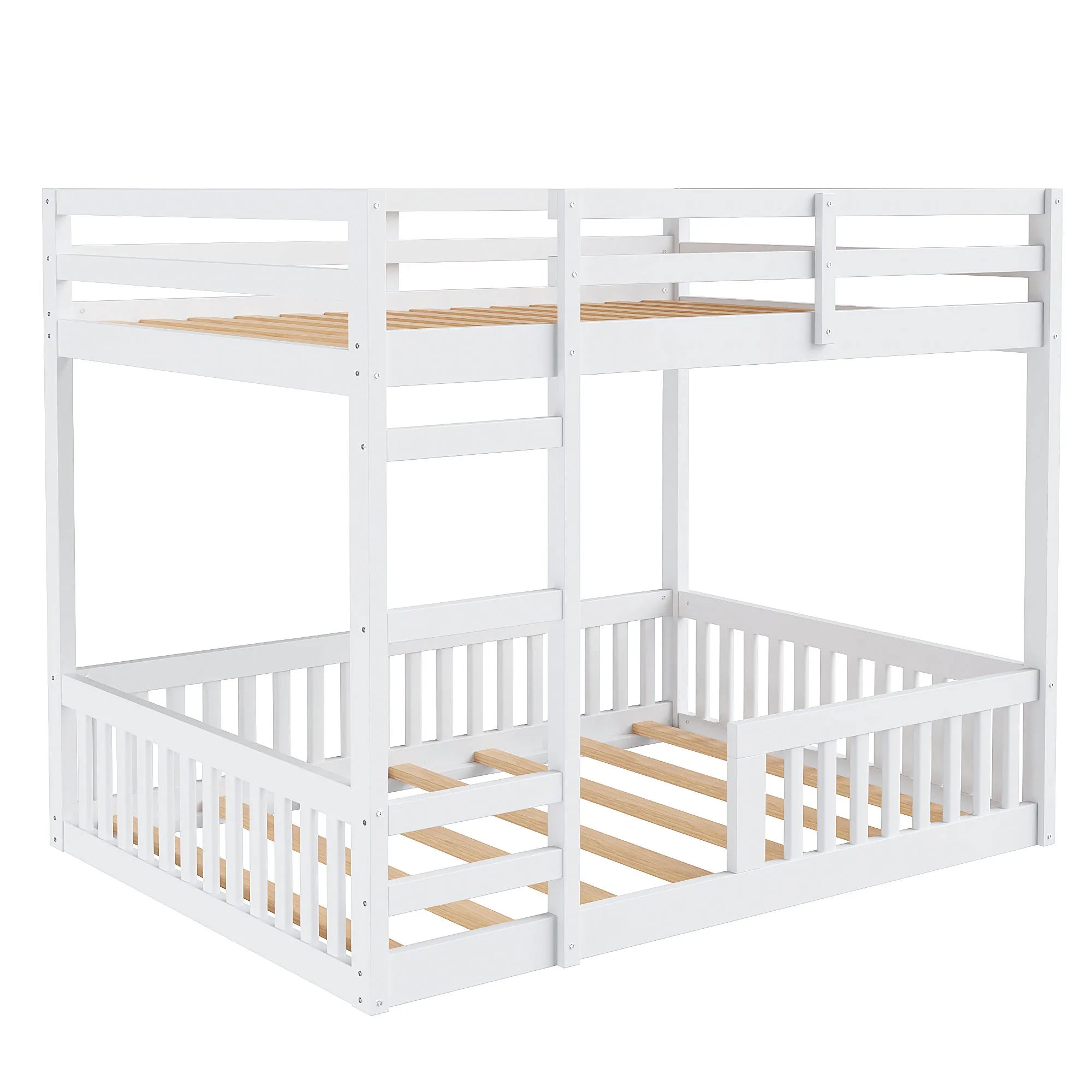 Bellemave® Full Size Wood Bunk Bed with Ladder and Guardrails - Bellemave