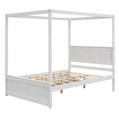 Bellemave® Full Size Wood Canopy Platform Bed with 2 Drawers and Support Slats - Bellemave
