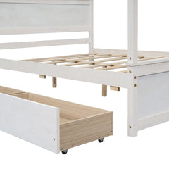 Bellemave® Full Size Wood Canopy Platform Bed with 2 Drawers and Support Slats - Bellemave