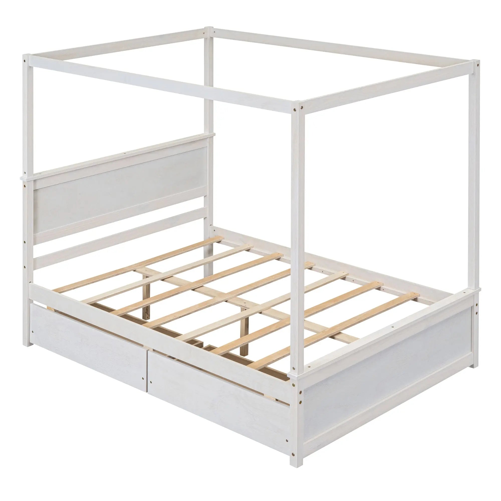 Bellemave® Full Size Wood Canopy Platform Bed with 2 Drawers and Support Slats - Bellemave