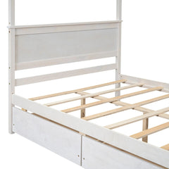 Bellemave® Full Size Wood Canopy Platform Bed with 2 Drawers and Support Slats - Bellemave