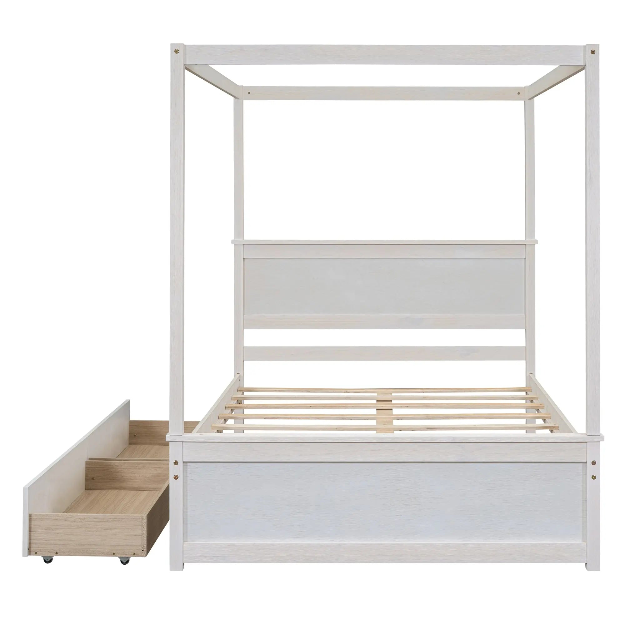 Bellemave® Full Size Wood Canopy Platform Bed with 2 Drawers and Support Slats - Bellemave