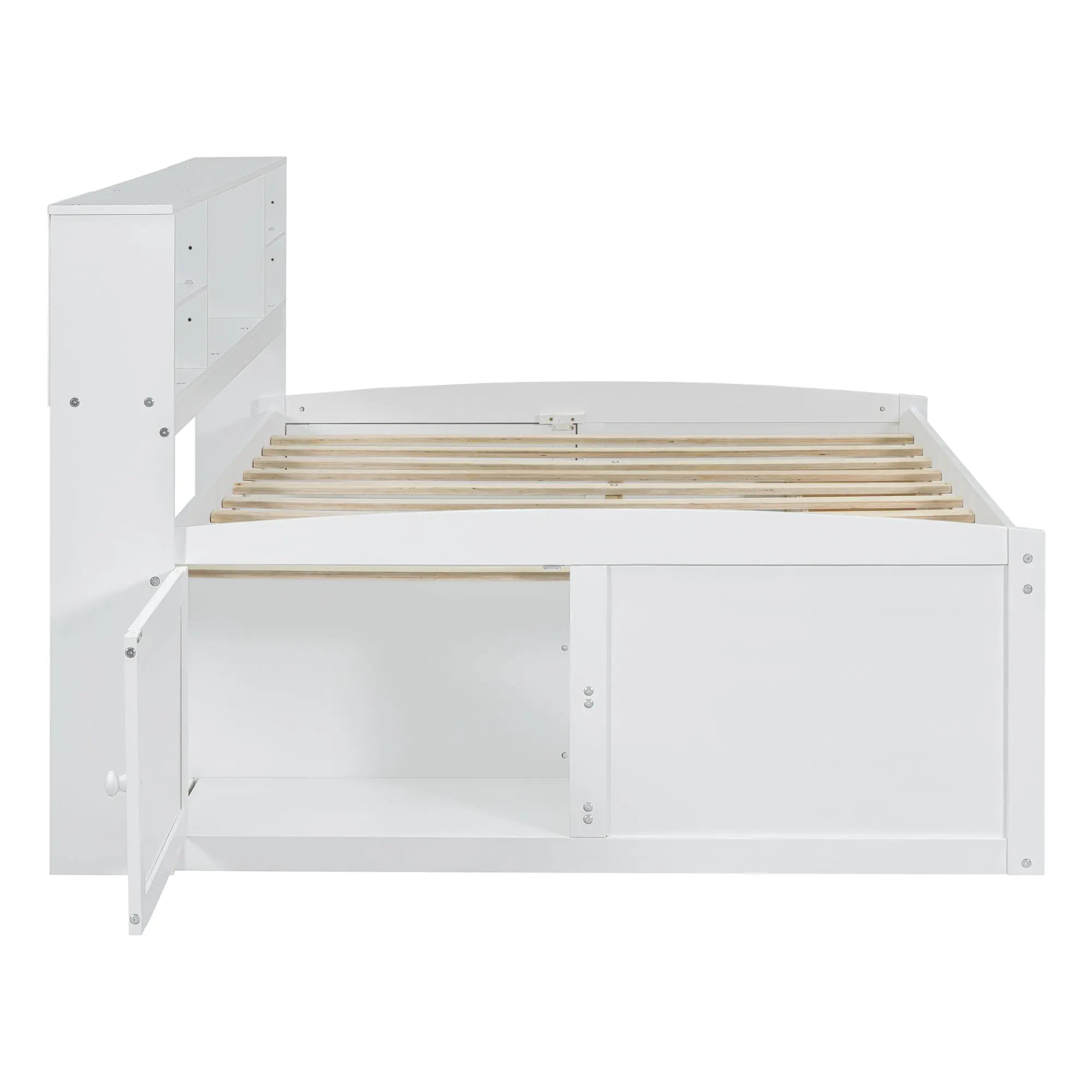 Bellemave® Full Size Wood Daybed with 2 Bedside Cabinets, Upper Shelves and 4 Drawers - Bellemave