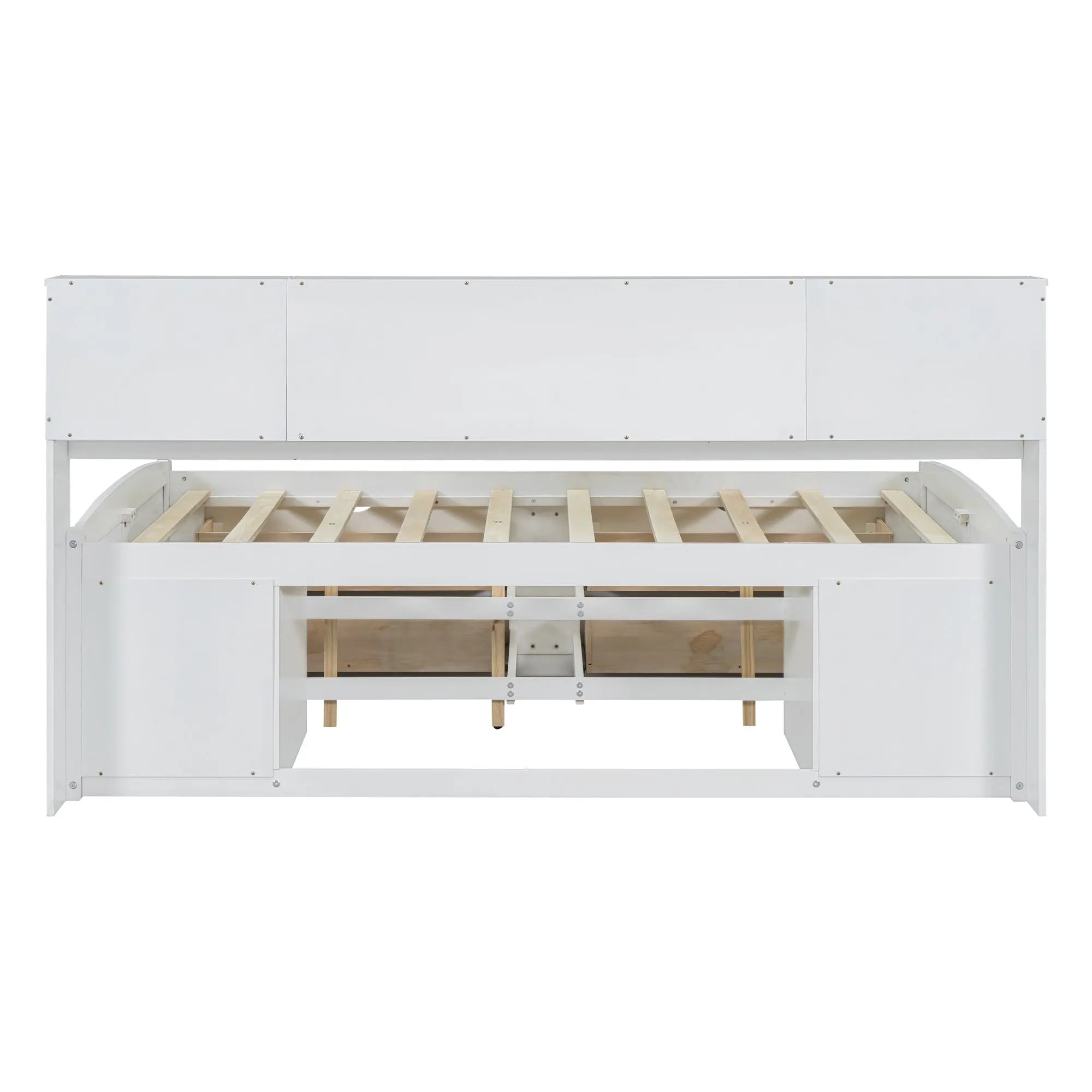 Bellemave® Full Size Wood Daybed with 2 Bedside Cabinets, Upper Shelves and 4 Drawers - Bellemave