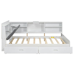 Bellemave® Full Size Wood Daybed with Storage Headboard, Shelves and 2 Drawers - Bellemave