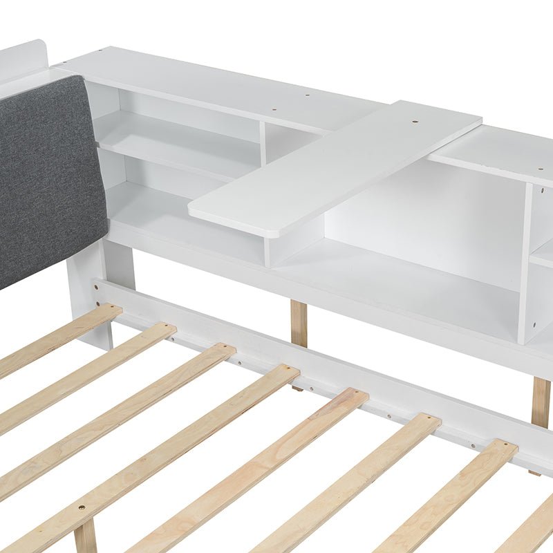 Bellemave® Full Size Wood Daybed with Storage Headboard, Shelves and 2 Drawers - Bellemave