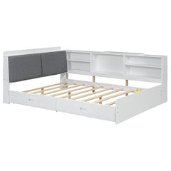 Bellemave® Full Size Wood Daybed with Storage Headboard, Shelves and 2 Drawers - Bellemave