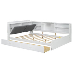 Bellemave® Full Size Wood Daybed with Storage Headboard, Shelves and 2 Drawers - Bellemave