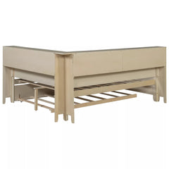 Bellemave® Full Size Wood Daybed with Storage Shelves and Trundle, Solid Wood Daybed Frame - Bellemave