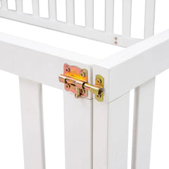 Bellemave® Full Size Wood Floor Bed Frame with Fence and Door - Bellemave