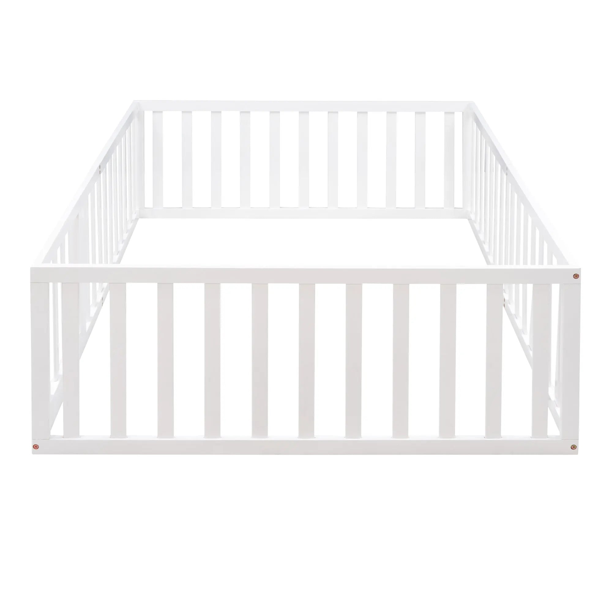 Bellemave® Full Size Wood Floor Bed Frame with Fence and Door - Bellemave