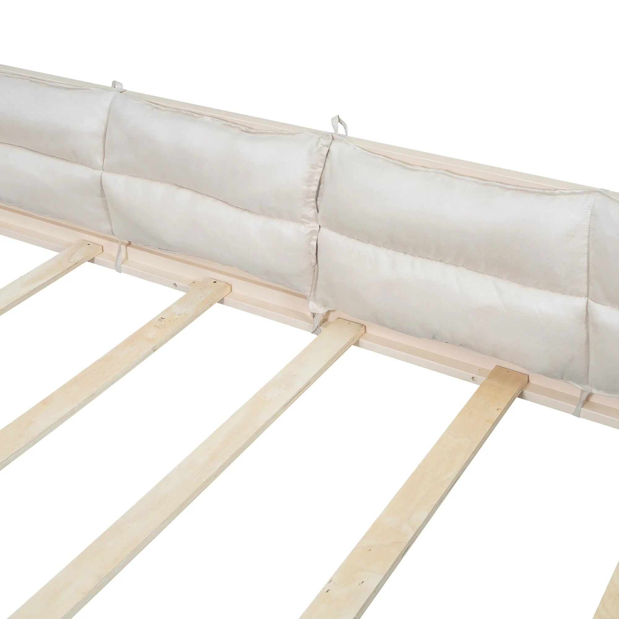 Bellemave® Full Size Wood Floor Bed with Guardrail and Pillow - Bellemave