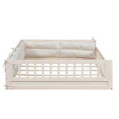 Bellemave® Full Size Wood Floor Bed with Guardrail and Pillow - Bellemave