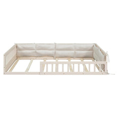 Bellemave® Full Size Wood Floor Bed with Guardrail and Pillow - Bellemave