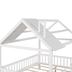 Bellemave® Full Size Wood House Bed with Fence - Bellemave