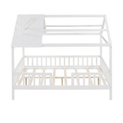 Bellemave® Full Size Wood House Bed with Fence - Bellemave