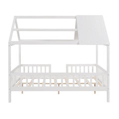 Bellemave® Full Size Wood House Bed with Fence - Bellemave