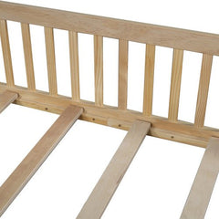 Bellemave® Full Size Wood House Floor Bed with Guardrail - Bellemave