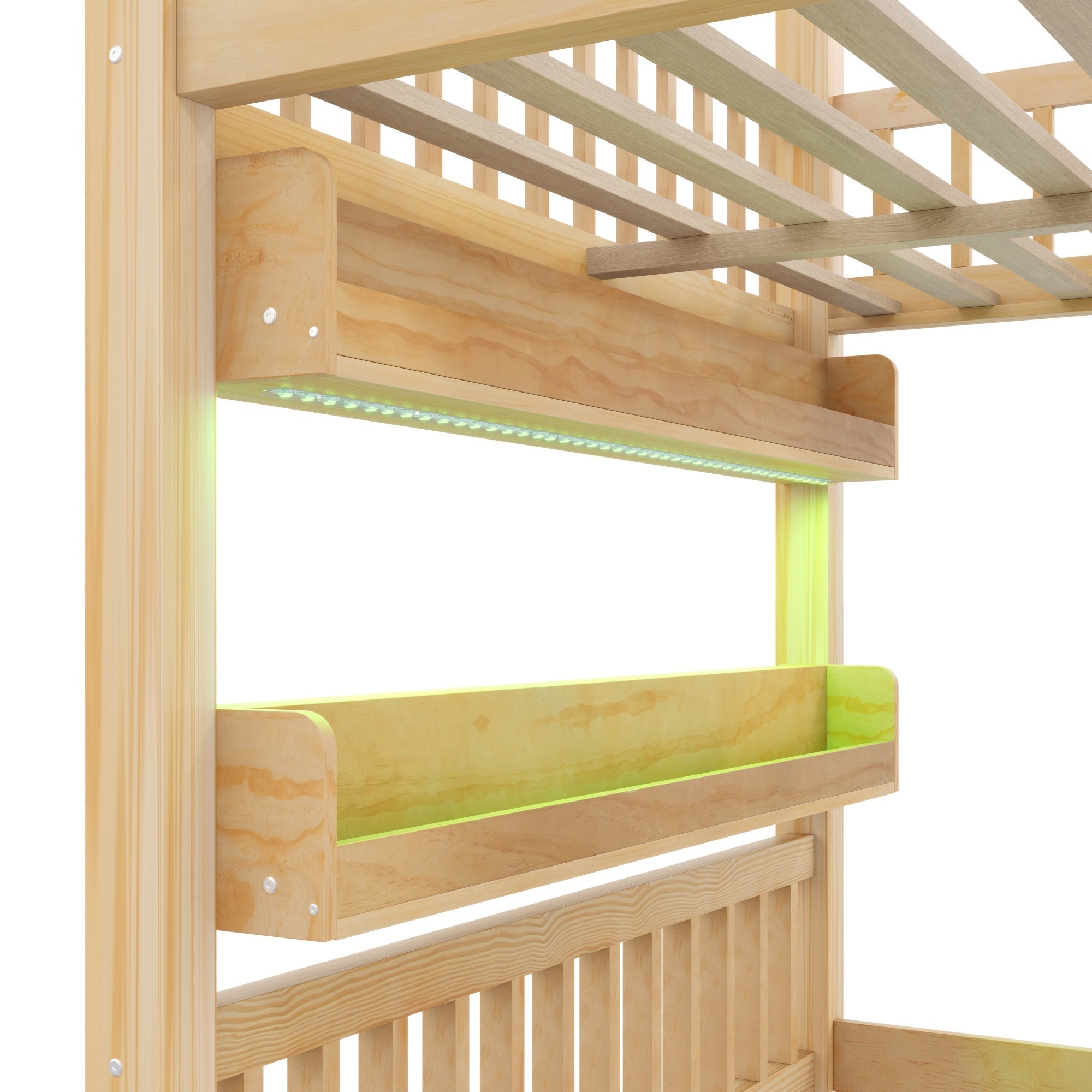 Bellemave® Full Size Wood House Loft Bed with LED Shelf, Ladder, Guardrails & Storage - Bellemave