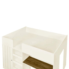 Bellemave® Full Size Wood Loft Bed with Built - in Wardrobe, Desk, Storage Shelves and Drawers - Bellemave