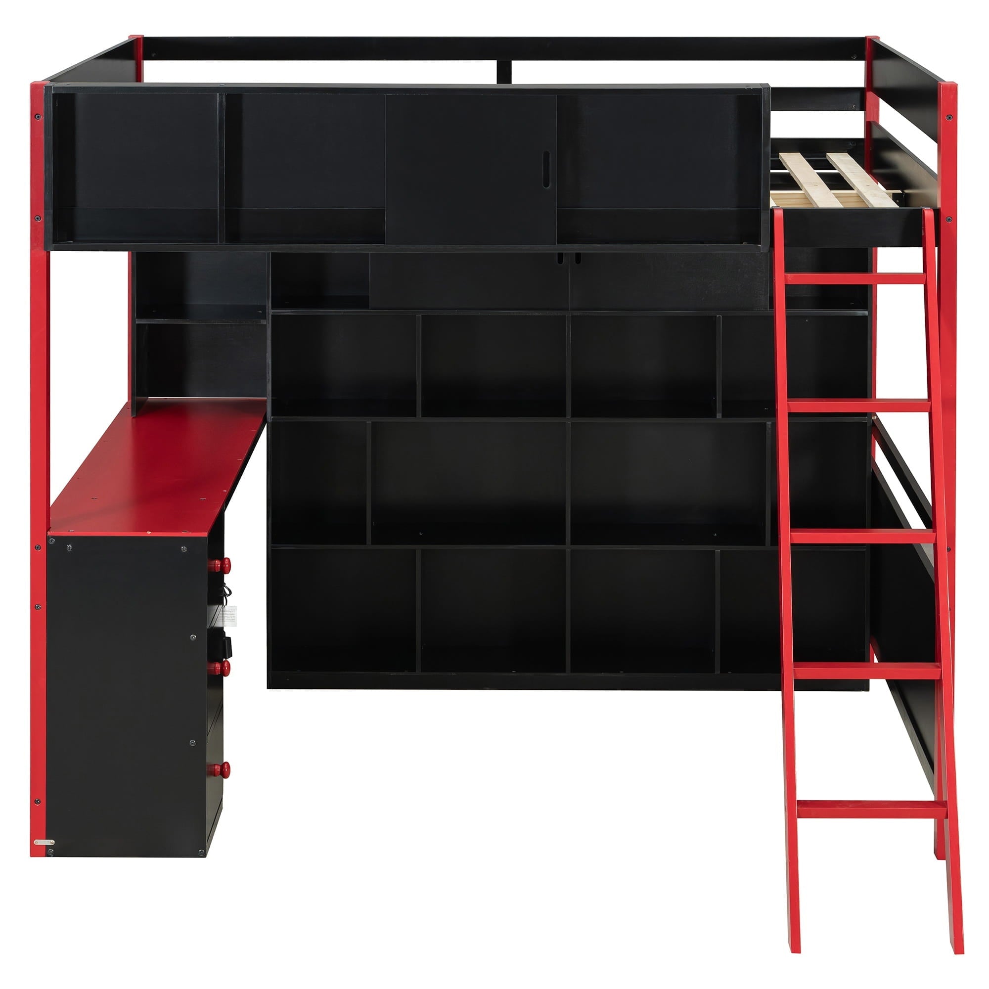 Bellemave® Full Size Wood Loft Bed with Desk, Ample Storage Space and Light, Loft Bed for Kids Bedroom - Bellemave