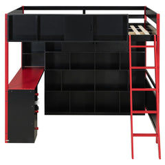 Bellemave® Full Size Wood Loft Bed with Desk, Ample Storage Space and Light, Loft Bed for Kids Bedroom - Bellemave