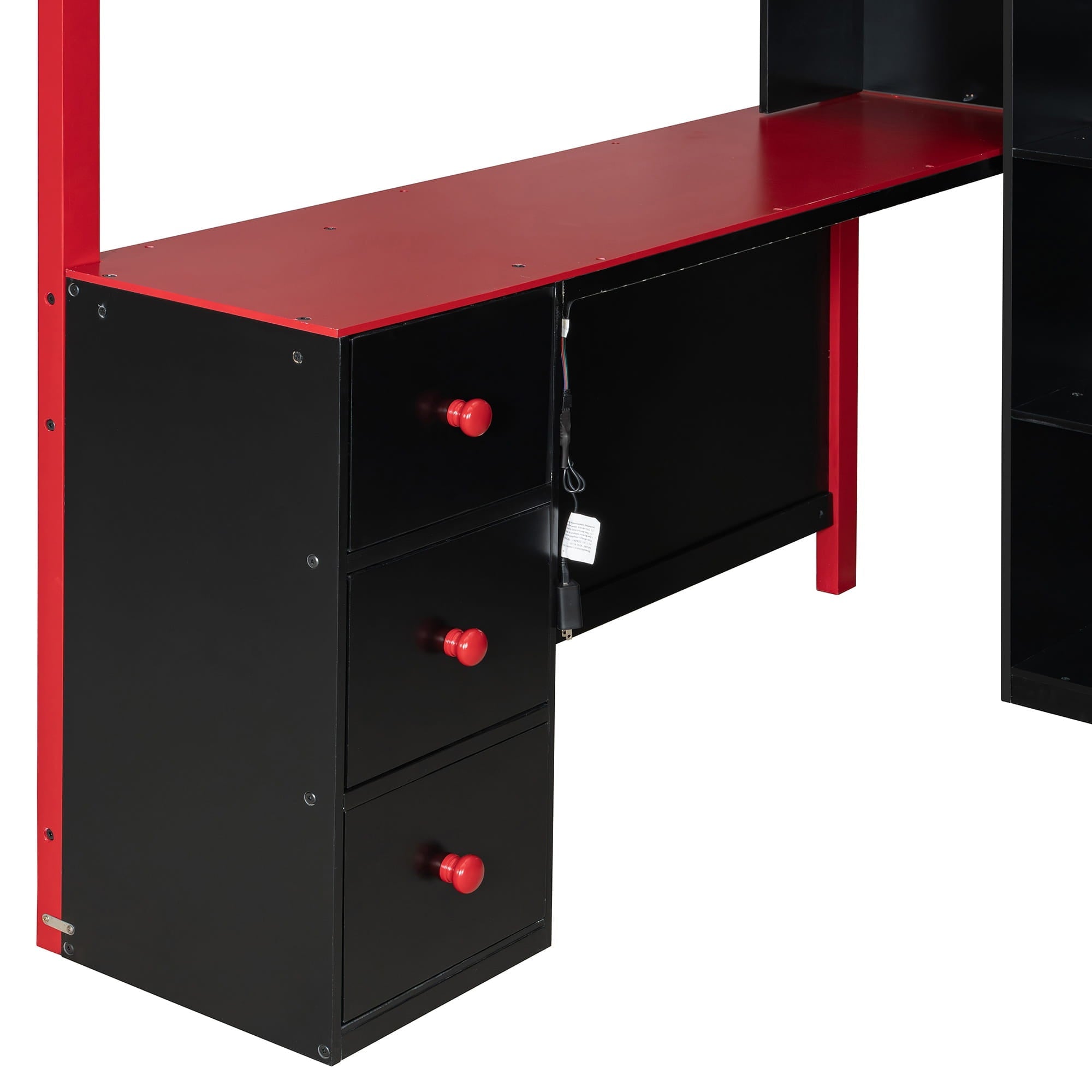 Bellemave® Full Size Wood Loft Bed with Desk, Ample Storage Space and Light, Loft Bed for Kids Bedroom - Bellemave