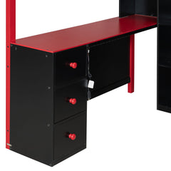 Bellemave® Full Size Wood Loft Bed with Desk, Ample Storage Space and Light, Loft Bed for Kids Bedroom - Bellemave