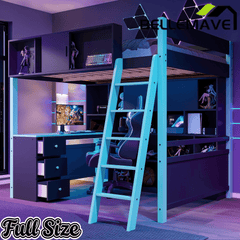 Bellemave® Full Size Wood Loft Bed with Desk, Ample Storage Space and Light, Loft Bed for Kids Bedroom - Bellemave