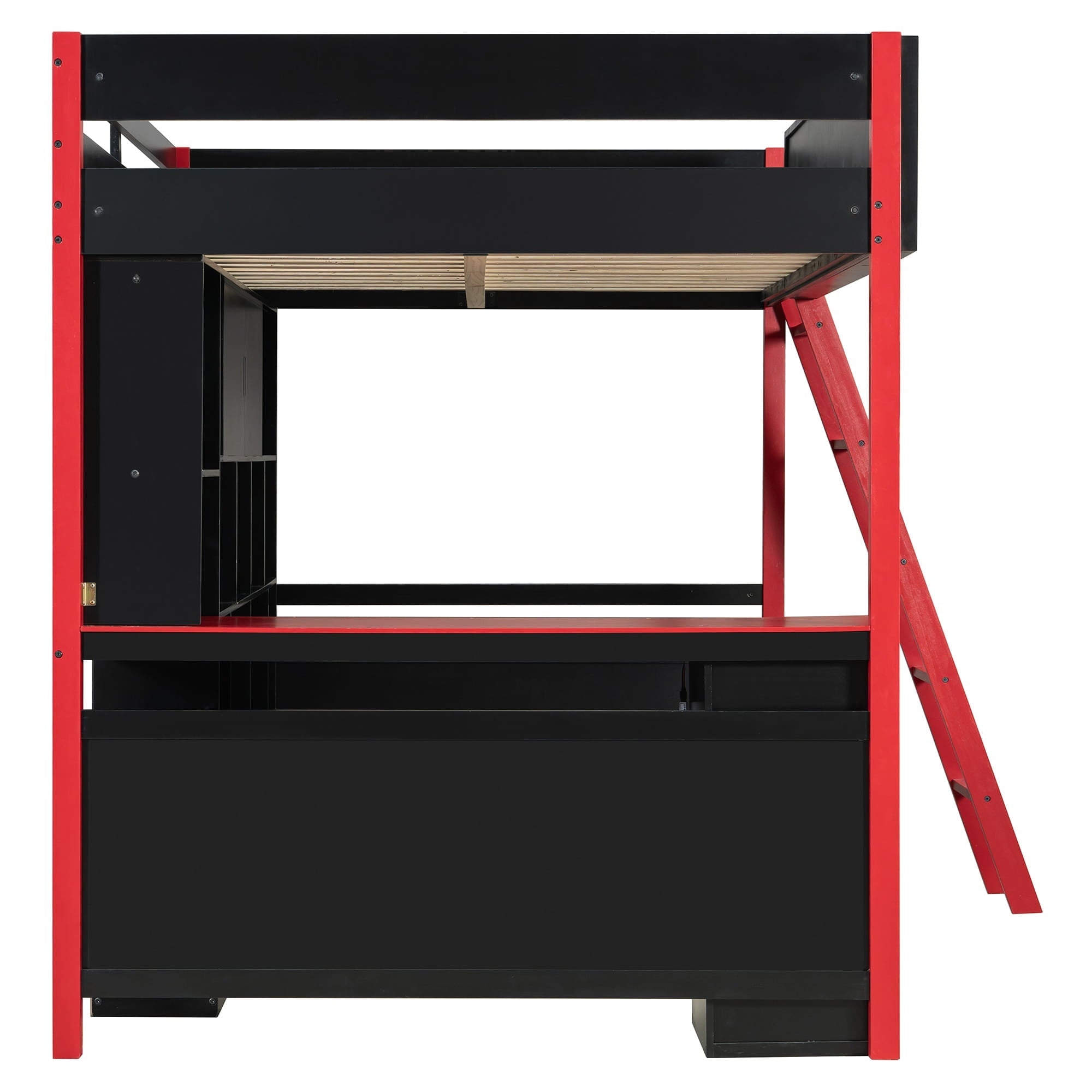 Bellemave® Full Size Wood Loft Bed with Desk, Ample Storage Space and Light, Loft Bed for Kids Bedroom - Bellemave