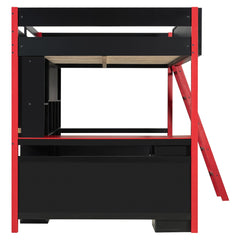 Bellemave® Full Size Wood Loft Bed with Desk, Ample Storage Space and Light, Loft Bed for Kids Bedroom - Bellemave