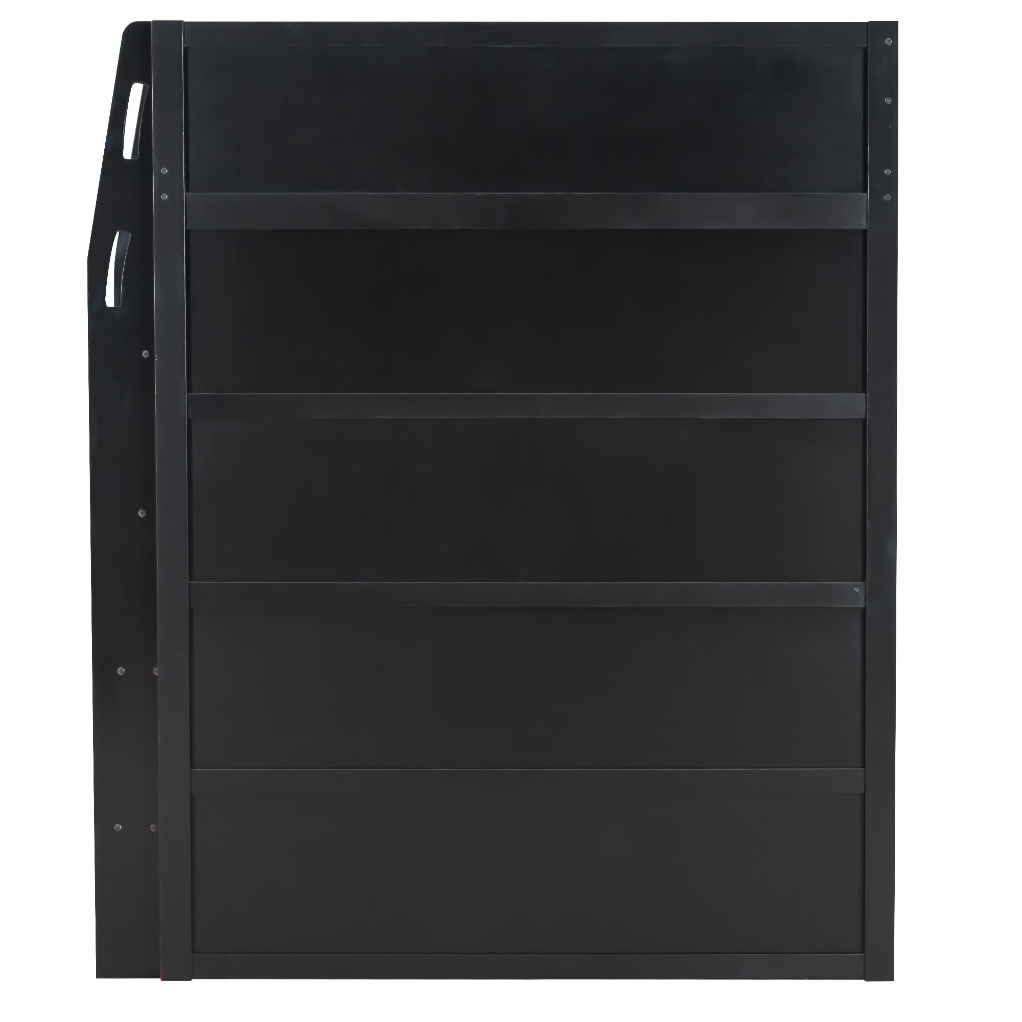 Bellemave® Full Size Wood Loft Bed with Desk, Open Wardrobe, Storage Compartments and RGB Lights - Bellemave