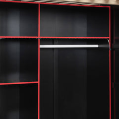 Bellemave® Full Size Wood Loft Bed with Desk, Open Wardrobe, Storage Compartments and RGB Lights - Bellemave