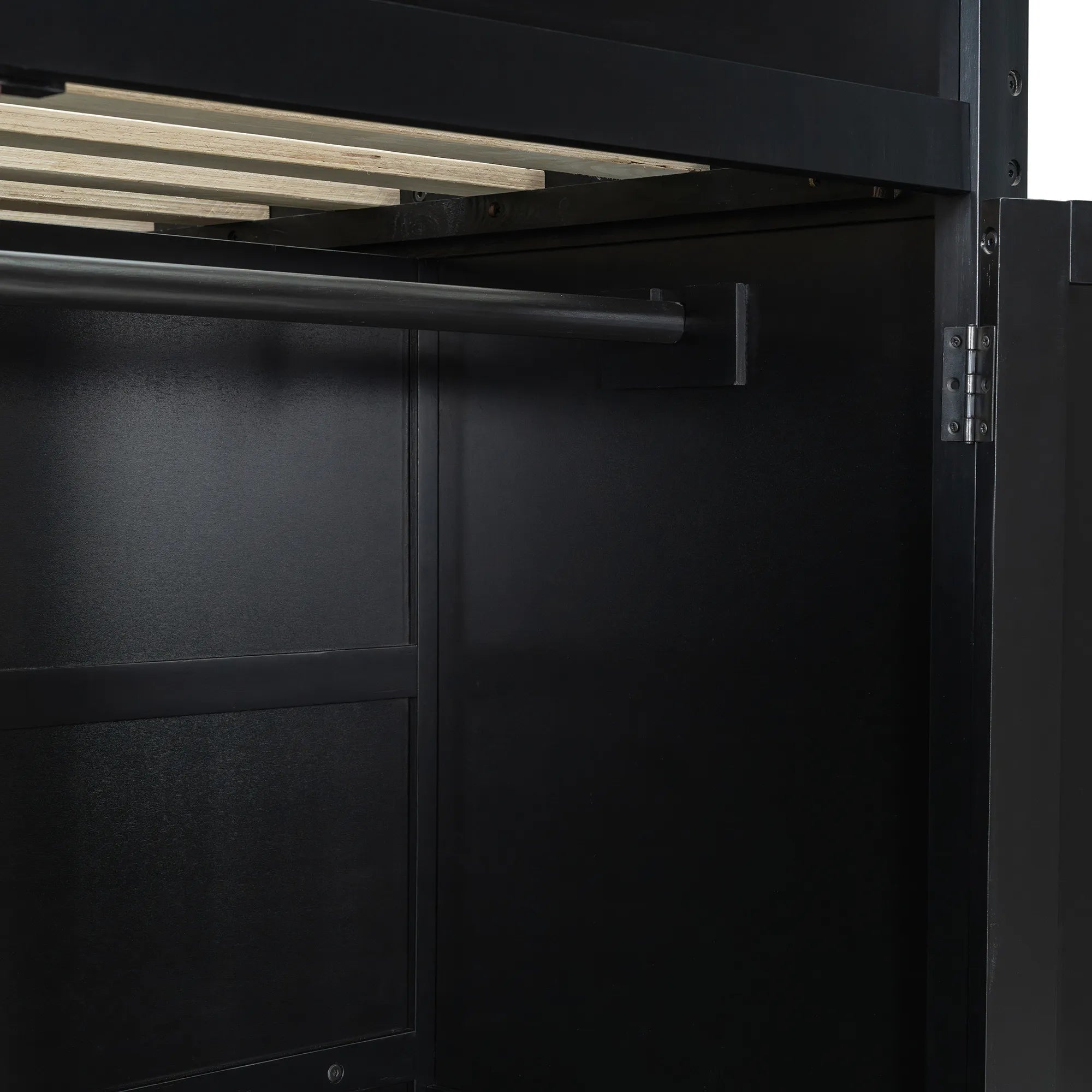 Bellemave® Full Size Wood Loft Bed with Desk,Bookshelf,Wardrobe,Ample Storage Space,and RGB LED Light - Bellemave