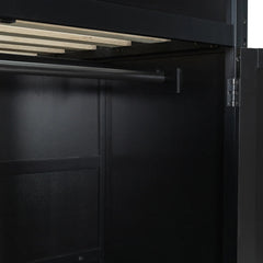 Bellemave® Full Size Wood Loft Bed with Desk,Bookshelf,Wardrobe,Ample Storage Space,and RGB LED Light - Bellemave