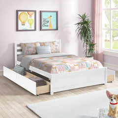 Bellemave Full Size Wood Platform Bed Frame w/Headboard and Four Drawers - Bellemave