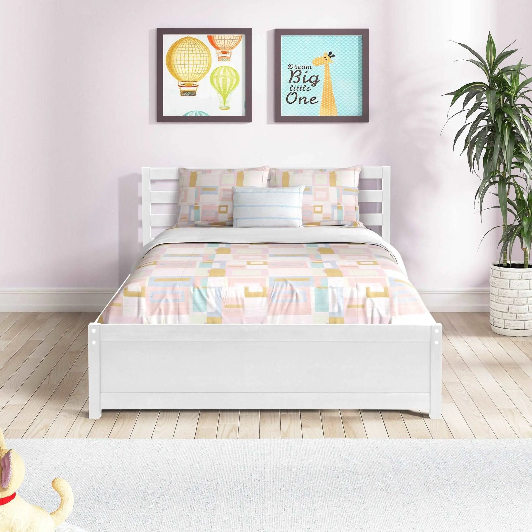 Bellemave® Full Size Wood Platform Bed with Headboard and 4 Drawers - Bellemave