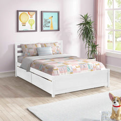 Bellemave® Full Size Wood Platform Bed with Headboard and 4 Drawers - Bellemave