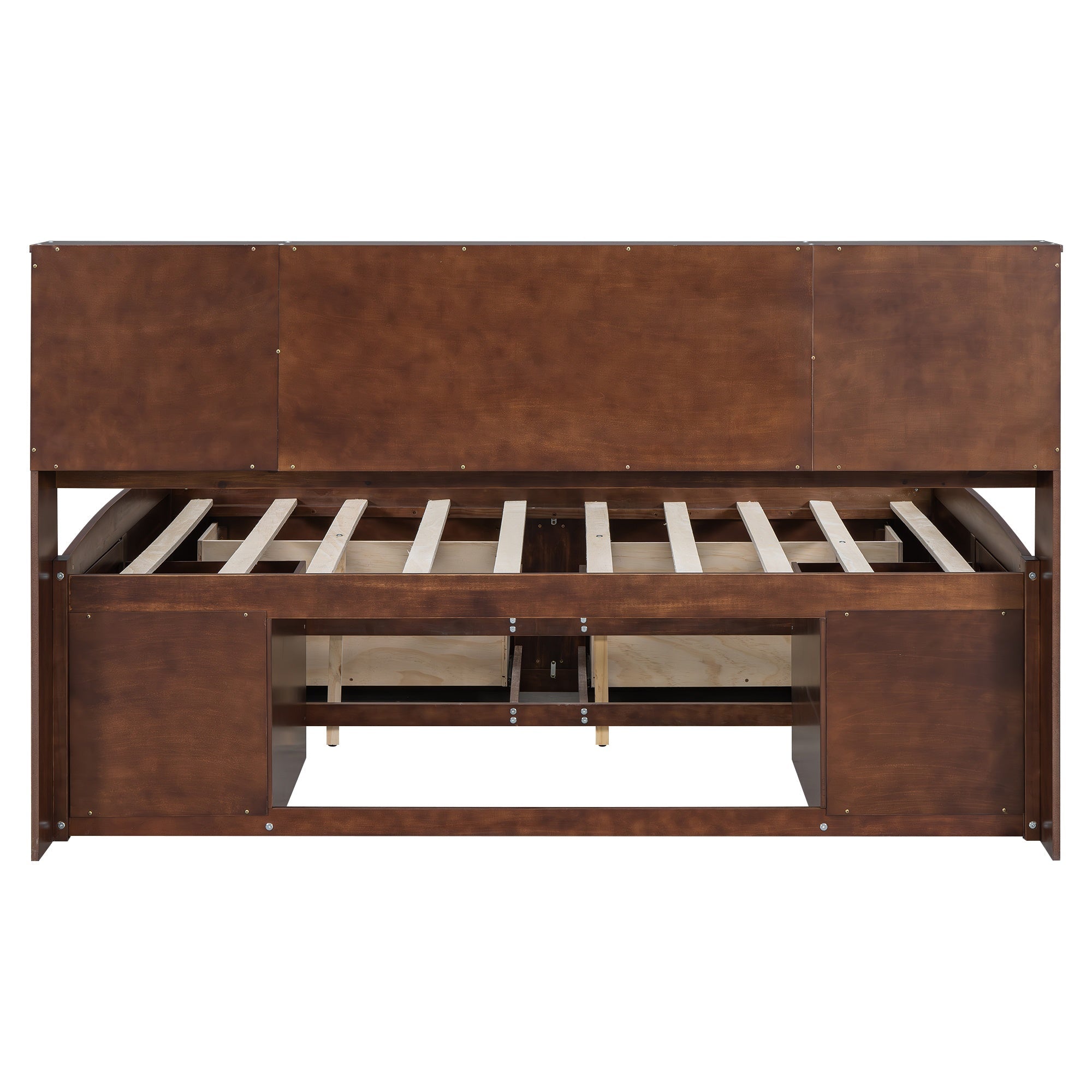 Bellemave Full Size Wooden Captain Bed with Built - in Storage Shelves, 4 Drawers and 2 Cabinets, Antique Brown - Bellemave