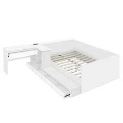 Bellemave® Full Size Wooden Daybed with 6 Drawers, Shelves and Dressing Table - Bellemave
