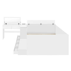 Bellemave® Full Size Wooden Daybed with 6 Drawers, Shelves and Dressing Table - Bellemave