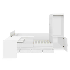 Bellemave® Full Size Wooden Daybed with 6 Drawers, Shelves, Desk and Wardrobe - Bellemave