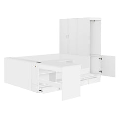 Bellemave® Full Size Wooden Daybed with 6 Drawers, Shelves, Desk and Wardrobe - Bellemave