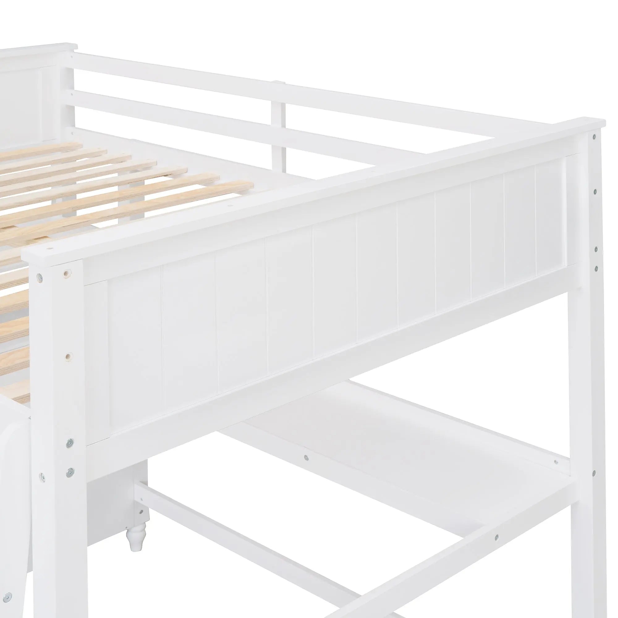 Bellemave® Full Size Wooden Loft Bed with Drawers and Desk - Bellemave
